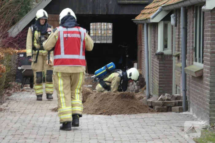 Gasleiding geraakt bij graafwerkzaamheden