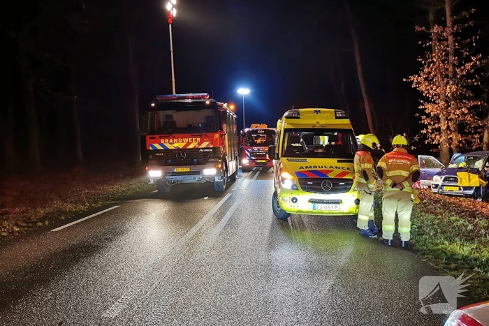 Auto tegen boom geëindigd
