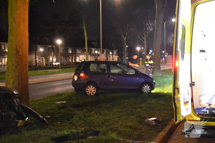 Automobilist knalt met voertuig op boom