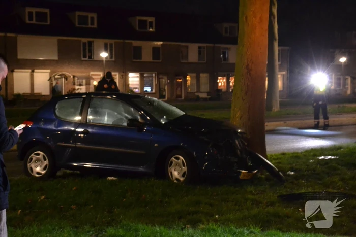 Automobilist knalt met voertuig op boom