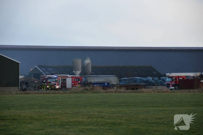 Grote brand in loods met stro-opslag