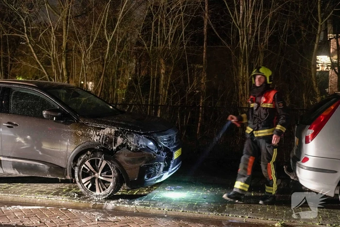 Geparkeerde auto vat vlam