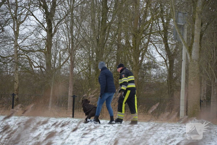 Hond door ijs gezakt