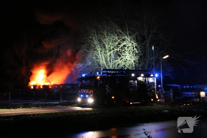Uitslaande brand in schuur