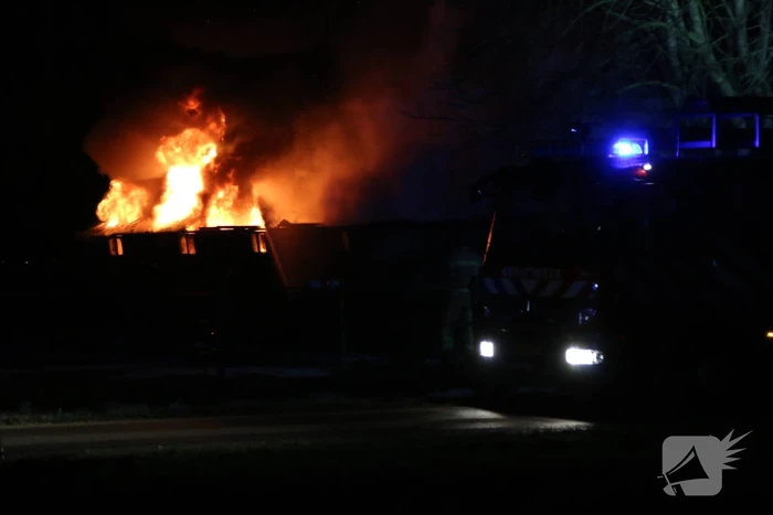 Uitslaande brand in schuur