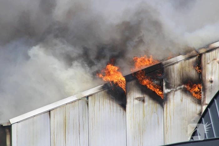 Enorme rookwolken bij grote brand