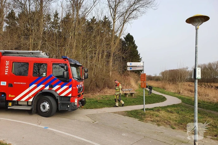 Brand in rietkraag wandelgebied