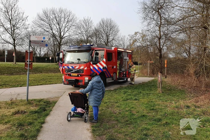 Brand in rietkraag wandelgebied