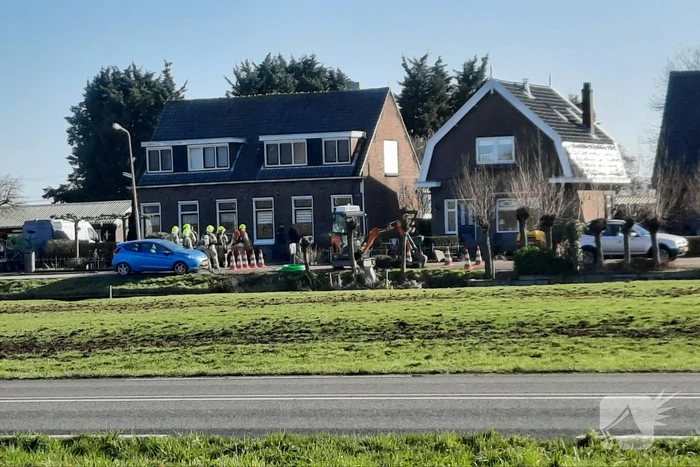 Gasleiding geraakt bij graafwerkzaamheden