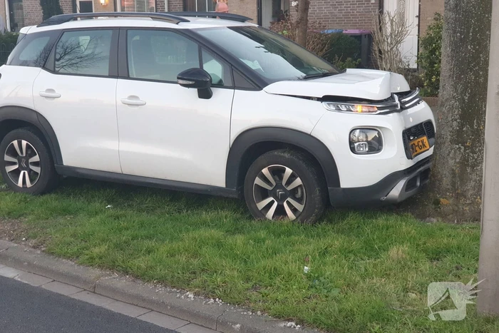 Personenauto komt tot stilstand tegen boom