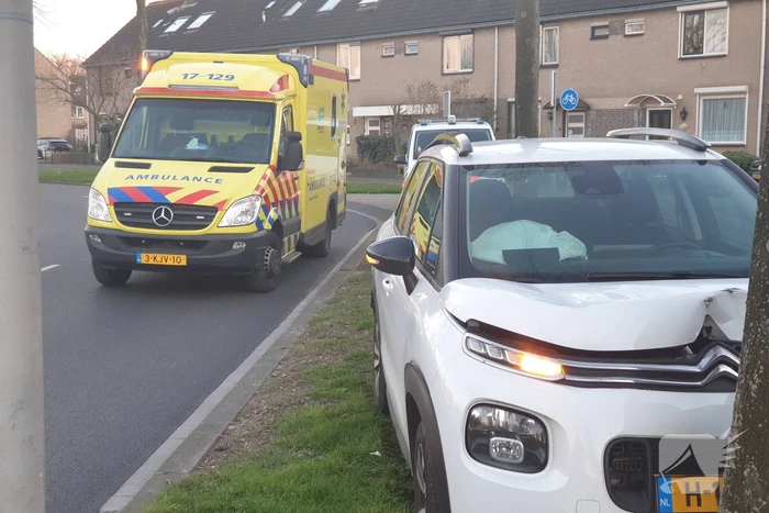 Personenauto komt tot stilstand tegen boom