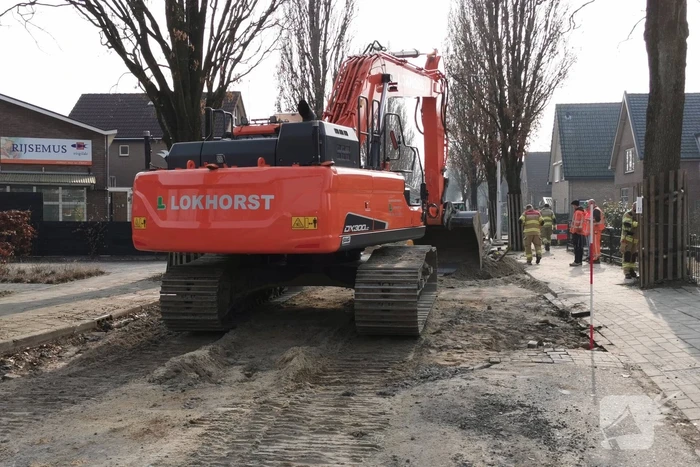 Gasleiding geraakt bij graafwerkzaamheden