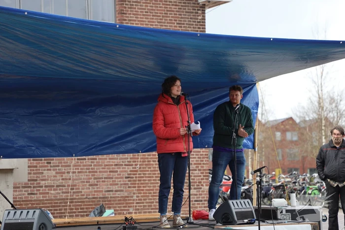 Klimaatdemonstratie bij Wagenwerkplaats