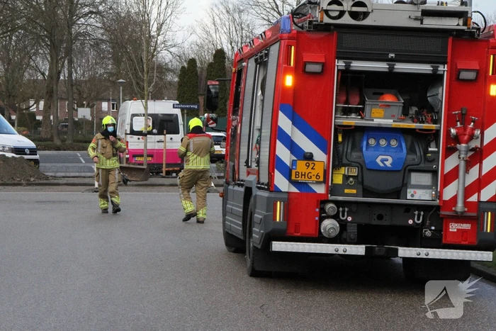 Gasleiding geraakt tijdens werkzaamheden