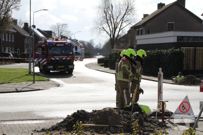 Gasleiding geraakt tijdens werkzaamheden