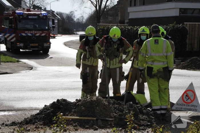 Gasleiding geraakt tijdens werkzaamheden