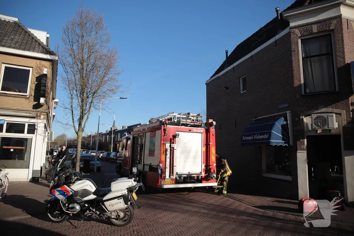 Schaap's Vishandel loopt vol met rook na brandende wasdroger