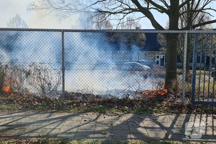 Brand ontstaan in berm