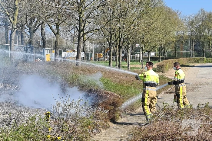Brand ontstaan in berm