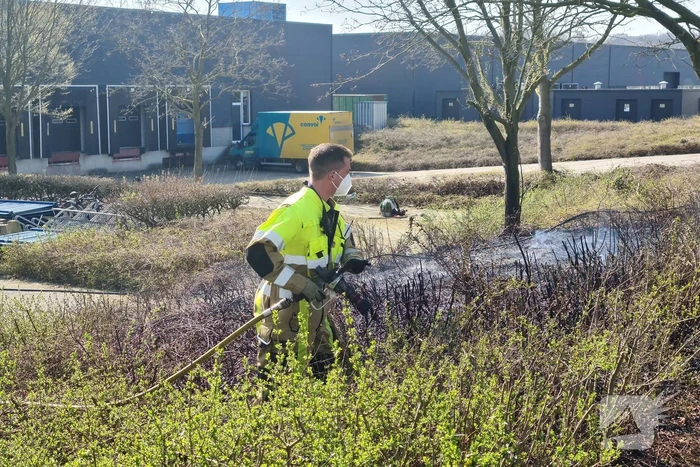 Brand ontstaan in berm