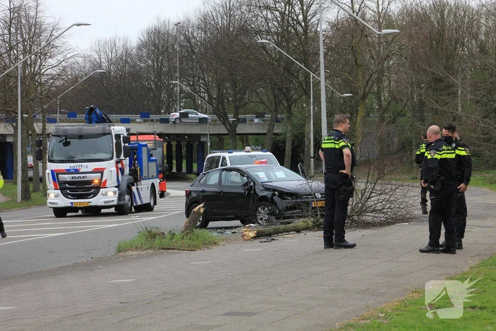 Auto botst tegen boom aan