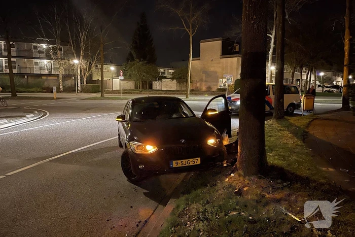 Auto vliegt uit de bocht en knalt tegen boom
