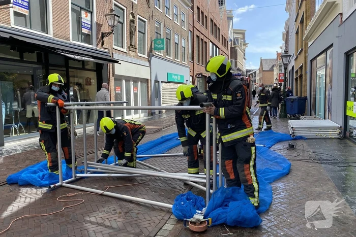 Steiger omgevallen in binnenstad