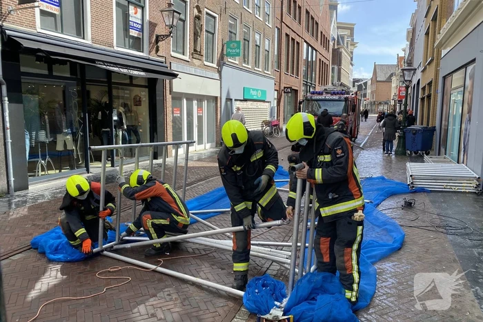 Steiger omgevallen in binnenstad