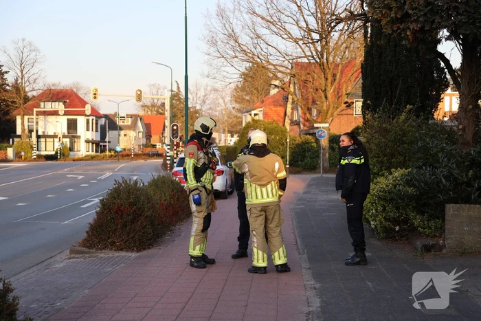 Brandweer en dierenambulance doen poging om vastzittende vogel te bevrijden