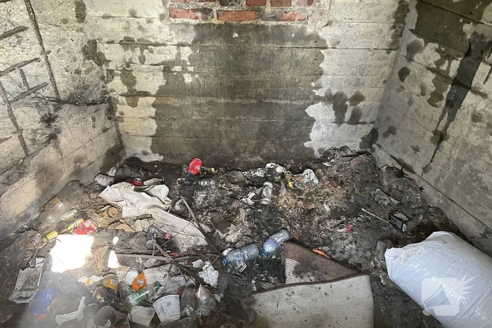 Afval brand in bunker