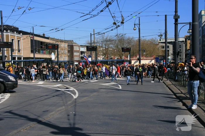 Drukte bij demonstratie in binnenstad