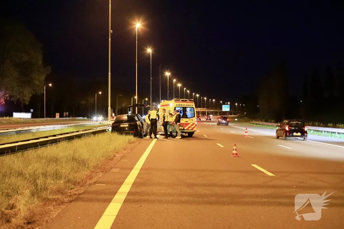 Tesla botst op vangrail