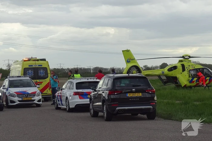 Traumahelikopter landt voor rendez-vous