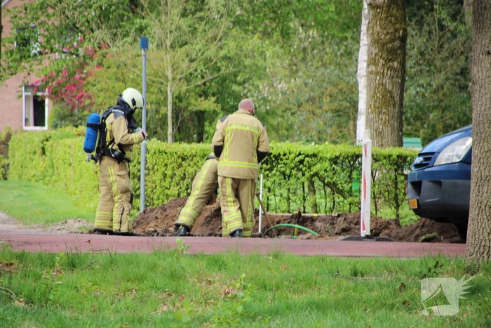 Gasleiding geraakt bij graafwerkzaamheden