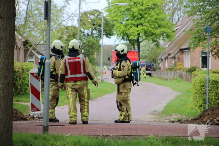 Gasleiding geraakt bij graafwerkzaamheden