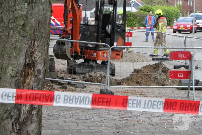 Gasleiding geraakt bij graafwerkzaamheden