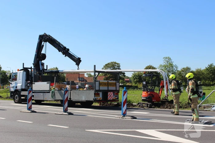 Gasleiding geraakt bij plaatsen van lantaarnpaal