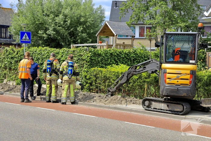 Gasleiding geraakt bij graafwerkzaamheden