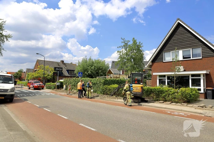 Gasleiding geraakt bij graafwerkzaamheden