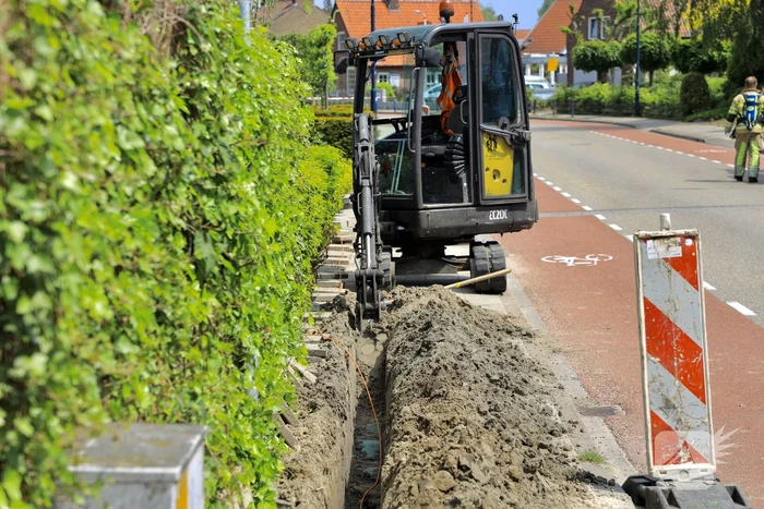 Gasleiding geraakt bij graafwerkzaamheden