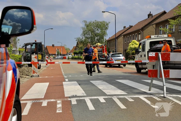 Gasleiding geraakt bij graafwerkzaamheden