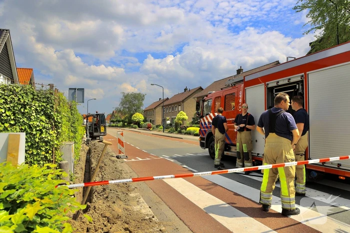 Gasleiding geraakt bij graafwerkzaamheden