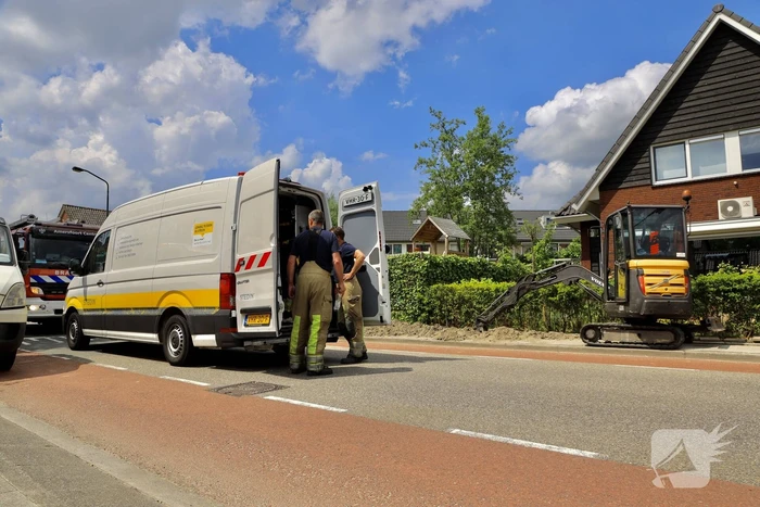 Gasleiding geraakt bij graafwerkzaamheden