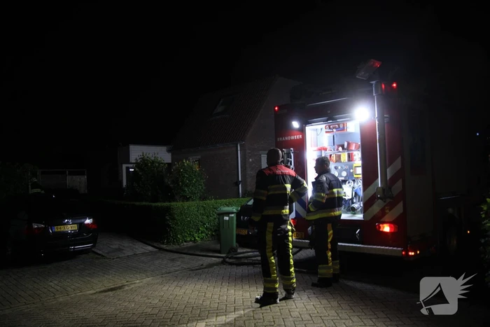 Brand tegen schuurwand