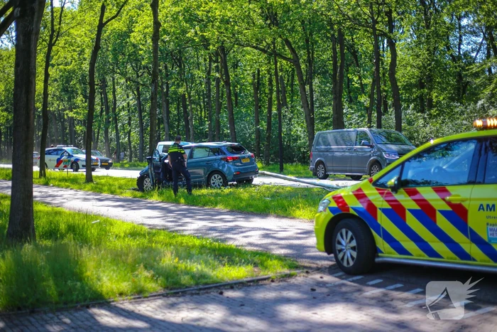Personenauto belandt op boom