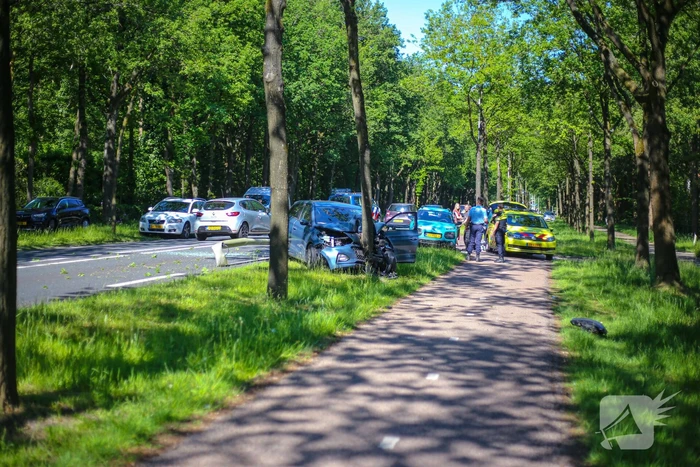 Personenauto belandt op boom