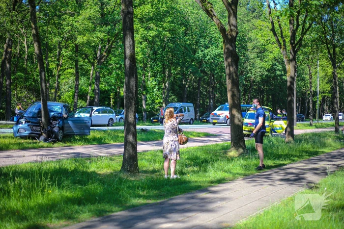 Personenauto belandt op boom