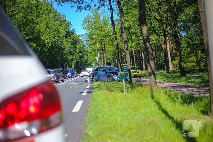 Personenauto belandt op boom
