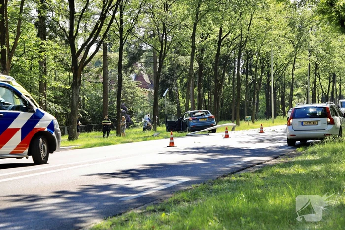Personenauto belandt op boom