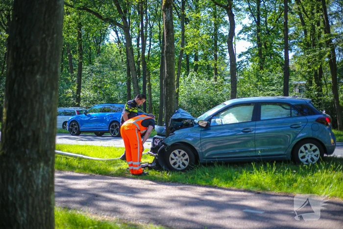 Personenauto belandt op boom